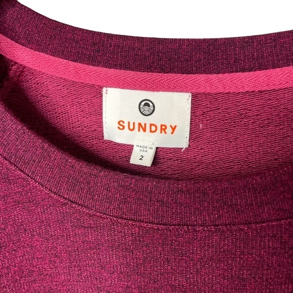 Sundry Puff Sleeve Raglan Top Magenta Size 2 Rayon Blend Sweatshirt - Picture 4 of 8